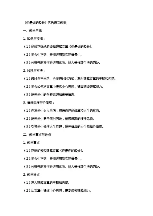 《你是你的船长》语文教案