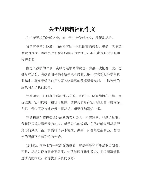 关于胡杨精神的作文