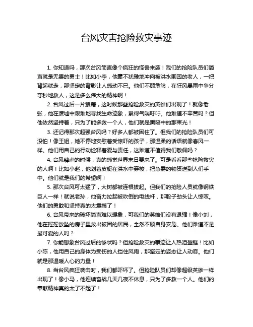 台风灾害抢险救灾事迹