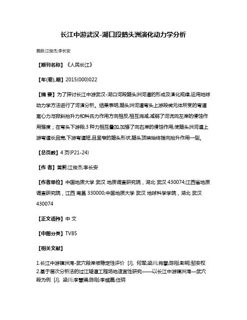 长江中游武汉-湖口段鹅头洲演化动力学分析