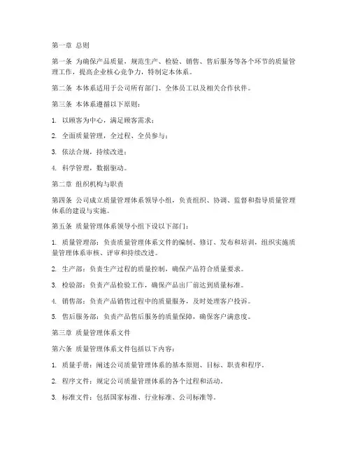 质量管理制度体系范本