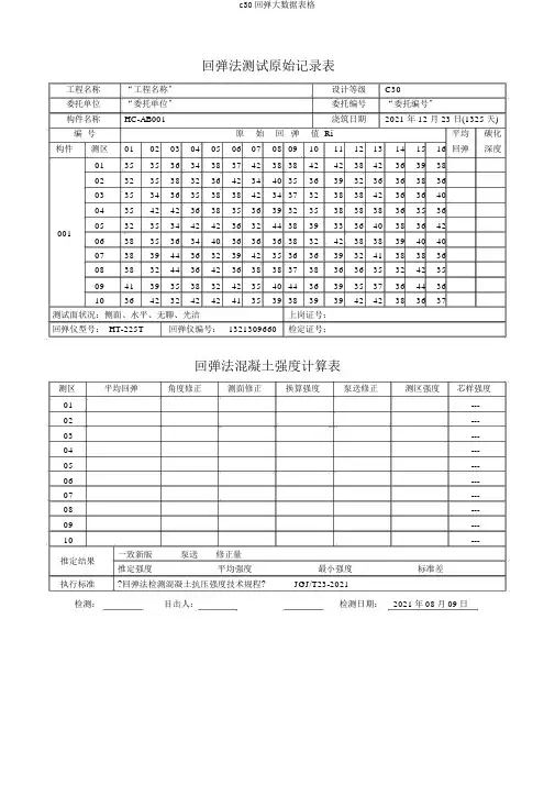 c30回弹大数据表格