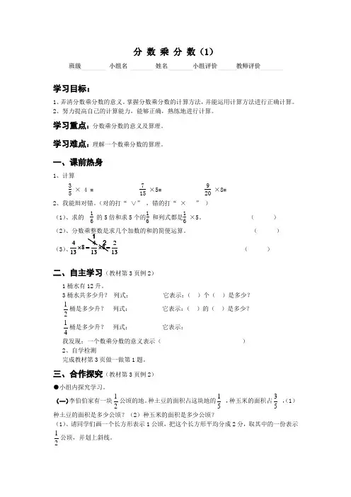 分数乘分数导学案