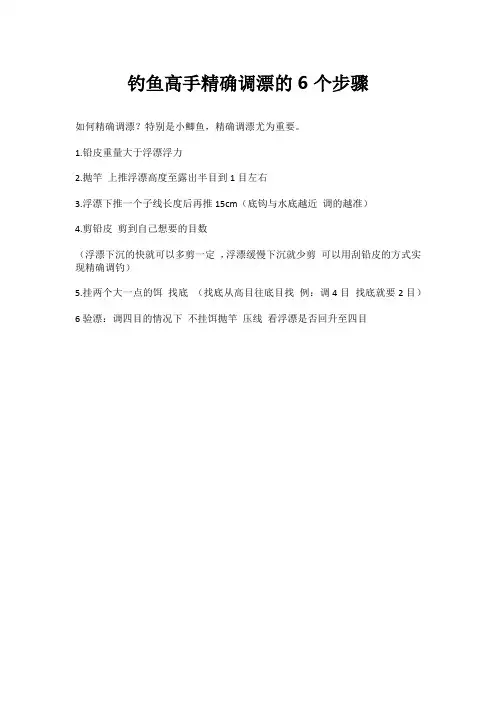 钓鱼高手精确调漂的6个步骤