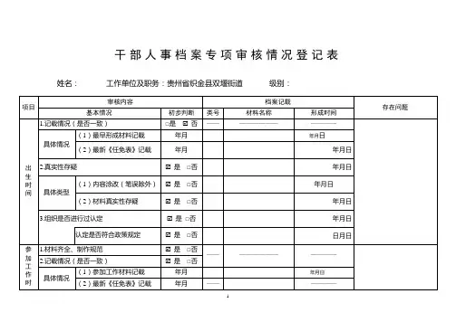 (空白)干部人事档案专项审核登记表