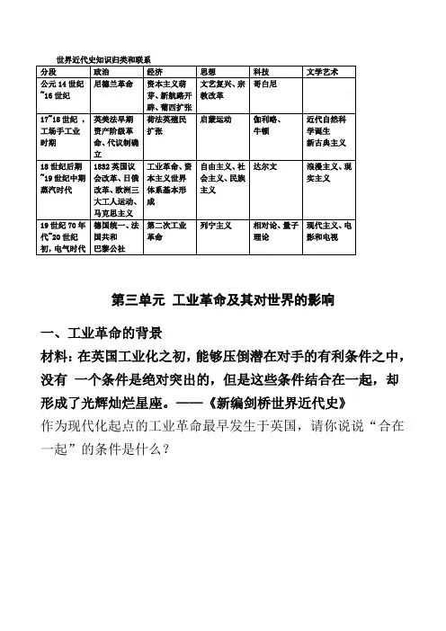 第一次工业革命一轮复习教案