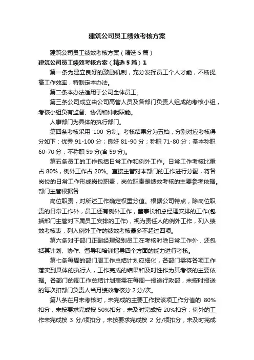 建筑公司员工绩效考核方案