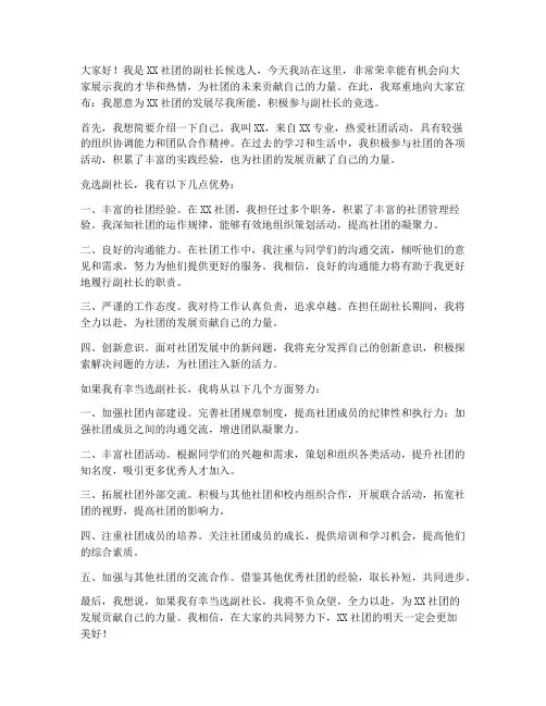 副社长竞选发言稿范文模板