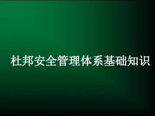 杜邦安全生产管理体系