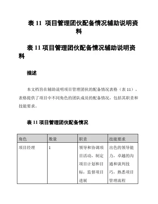 表11  项目管理团伙配备情况辅助说明资料