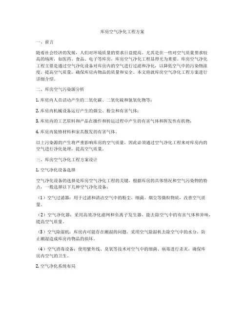 库房空气净化工程方案