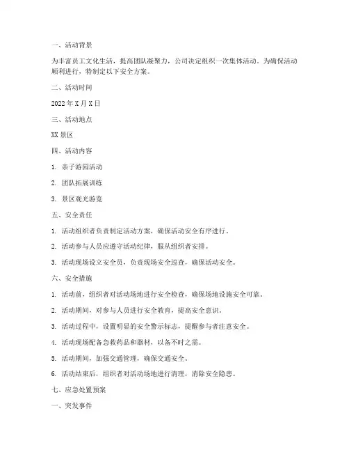 集体活动安全方案及应急处置预案
