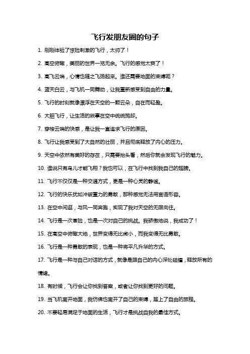 飞行发朋友圈的句子