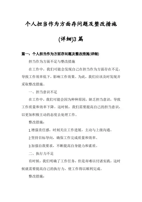 个人担当作为方面存问题及整改措施3篇