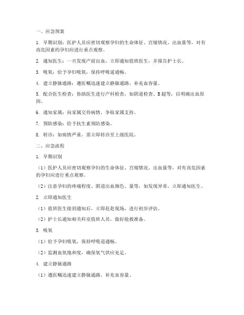 产前出血的应急预案及流程