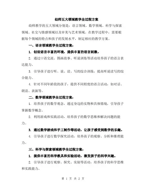 幼师五大领域教学全过程方案