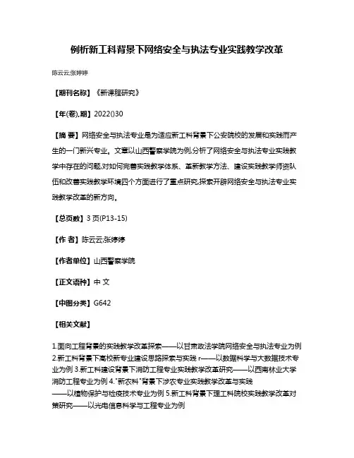 例析新工科背景下网络安全与执法专业实践教学改革