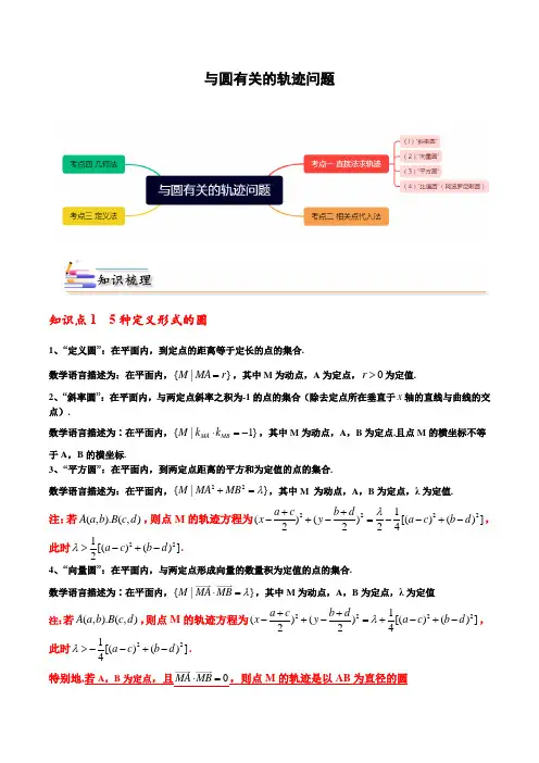 与圆有关的轨迹问题 -高二数学(人教A版2019选择性必修第一册)(解析版)