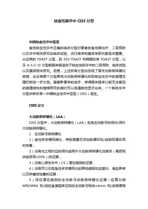 缺血性脑卒中CISS分型