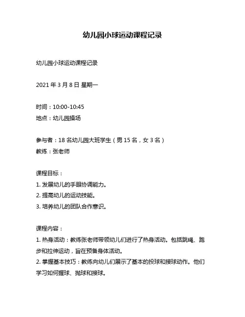 幼儿园小球运动课程记录