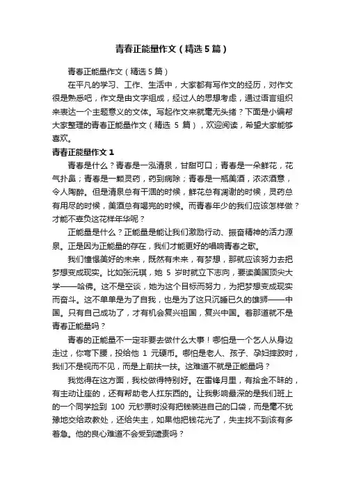 青春正能量作文（精选5篇）