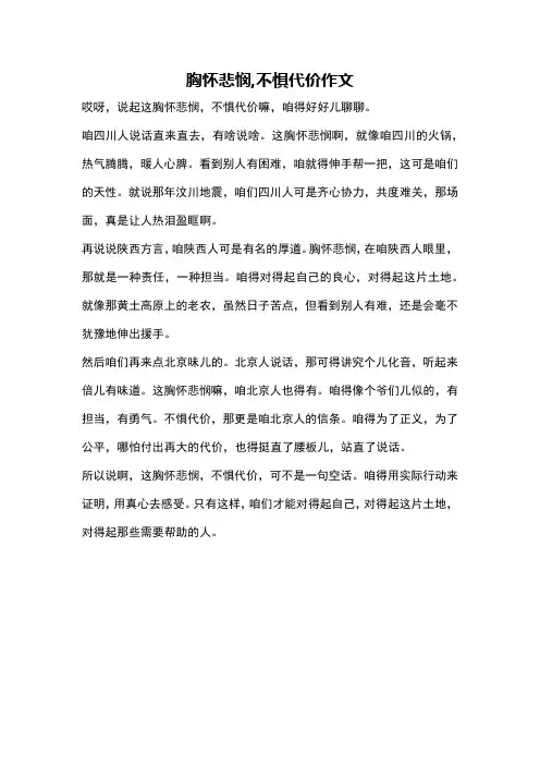 胸怀悲悯,不惧代价作文