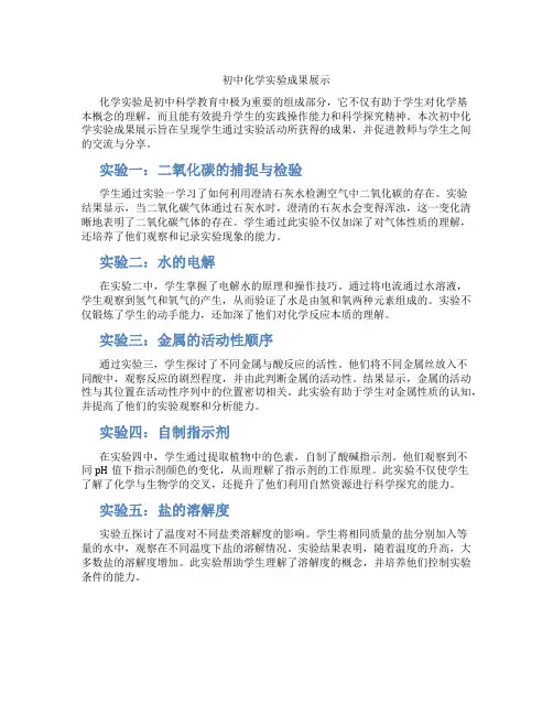 初中化学实验成果展示(含学习方法技巧、例题示范教学方法)