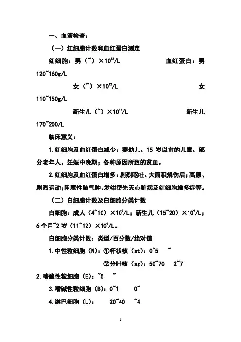 常用实验室检查