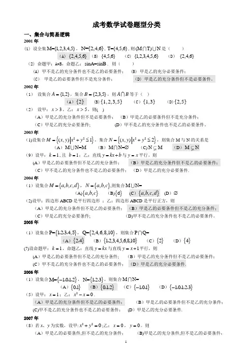 成人高考数学试题(历年成考数学试题答案与解答提示)