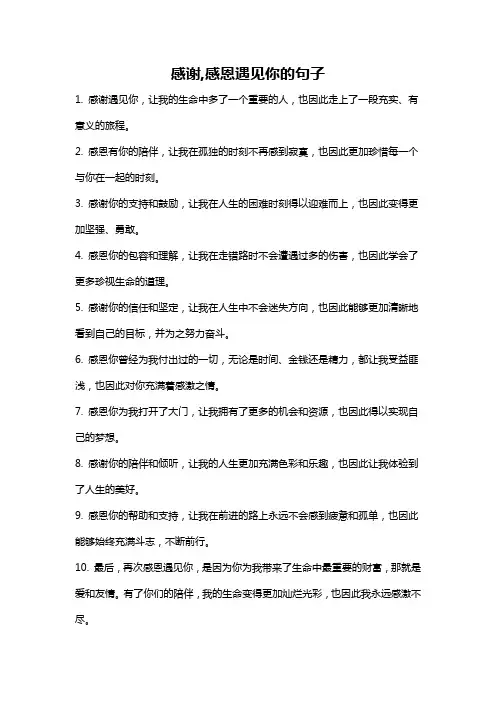 感谢,感恩遇见你的句子