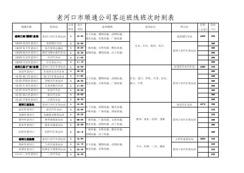 老河口汽车站客运时刻表