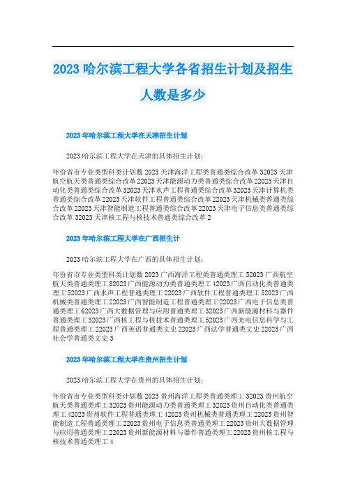 2023哈尔滨工程大学各省招生计划及招生人数是多少