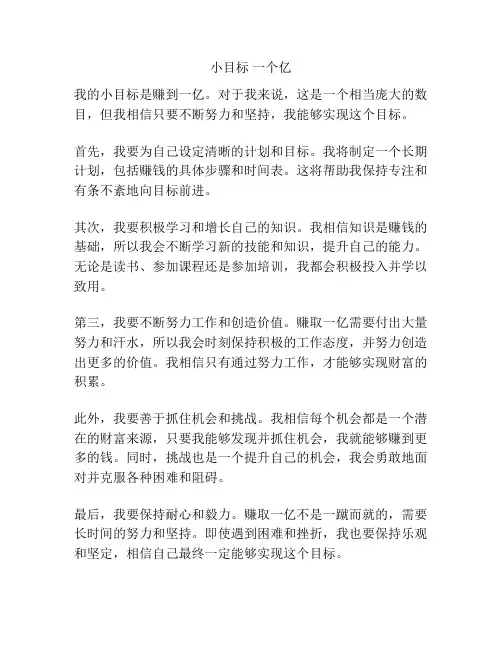小目标 一个亿