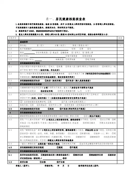 新版基本公共卫生服务项目核查表