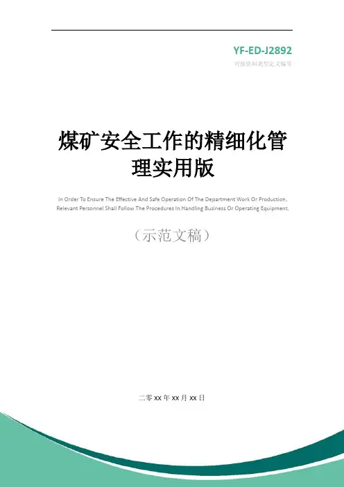 煤矿安全工作的精细化管理实用版