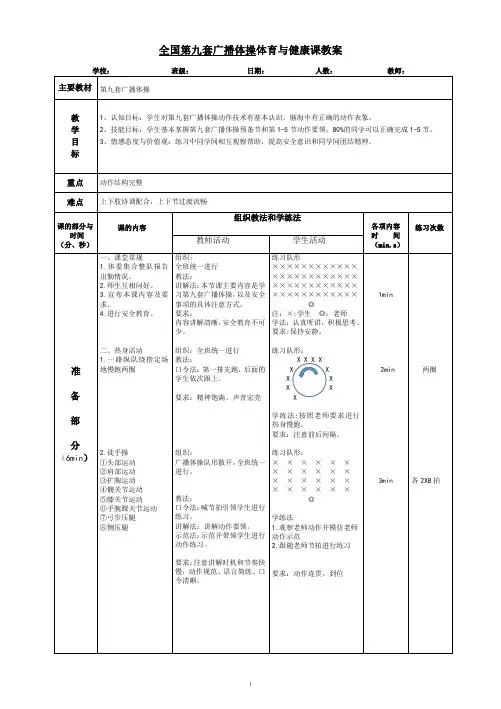 全国第九套广播体操教案
