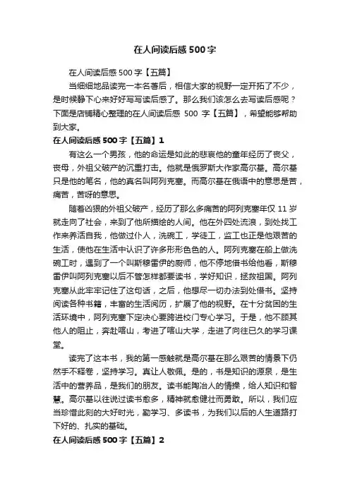 在人间读后感500字