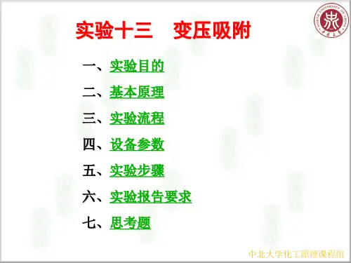 实验十三、变压吸附