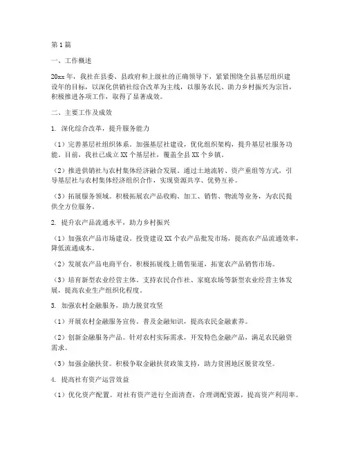 基层供销社年度总结(3篇)
