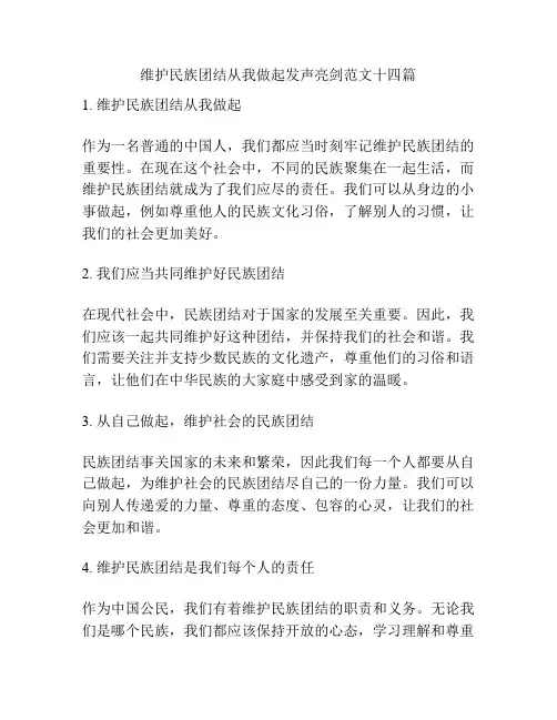 维护民族团结从我做起发声亮剑范文十四篇