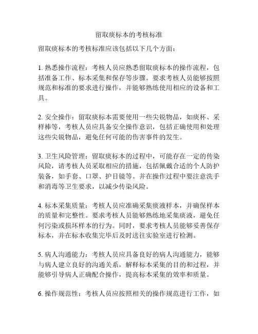 留取痰标本的考核标准