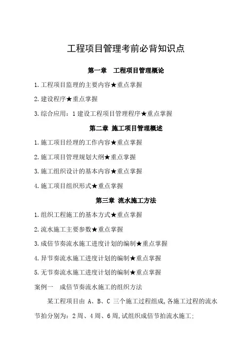 工程项目管理必背知识点