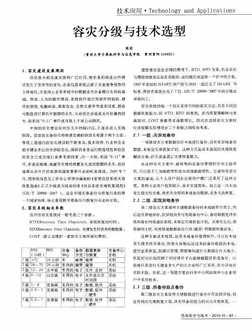 容灾分级与技术选型