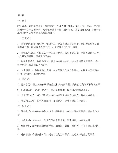 个人年度提升总结规划(3篇)
