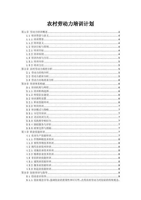 农村劳动力培训计划