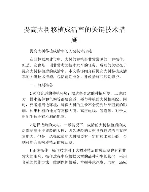 提高大树移植成活率的关键技术措施