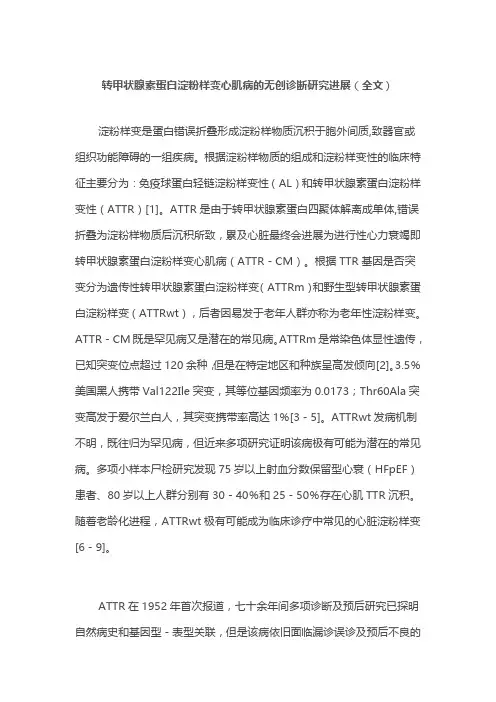 转甲状腺素蛋白淀粉样变心肌病的无创诊断研究进展(全文)