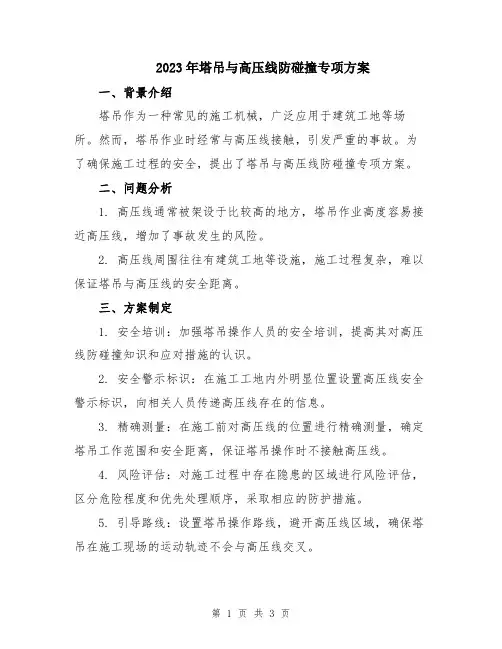 2023年塔吊与高压线防碰撞专项方案