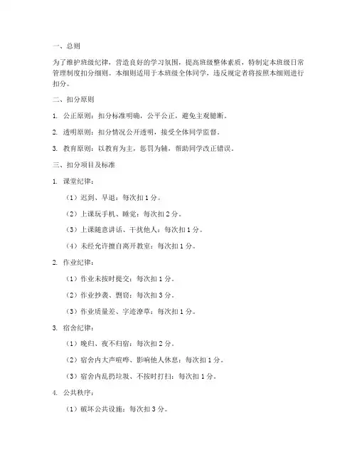 班级日常管理制度扣分
