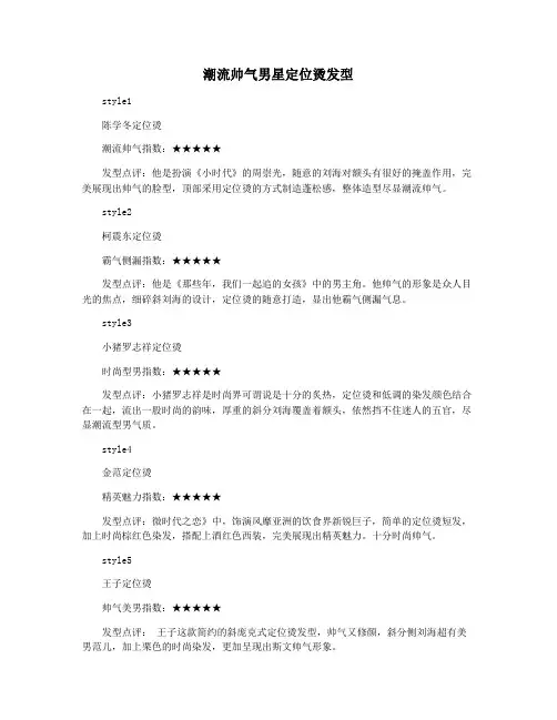 潮流帅气男星定位烫发型